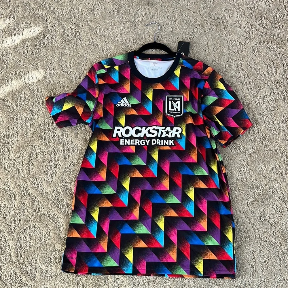 Adidas LA Football Club Rockstar Energy Pride Jersey. Size Large